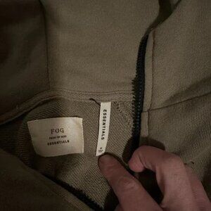 Fear of God Essentials Half-Zip Pullover Hoodie - Olive Green - Medium